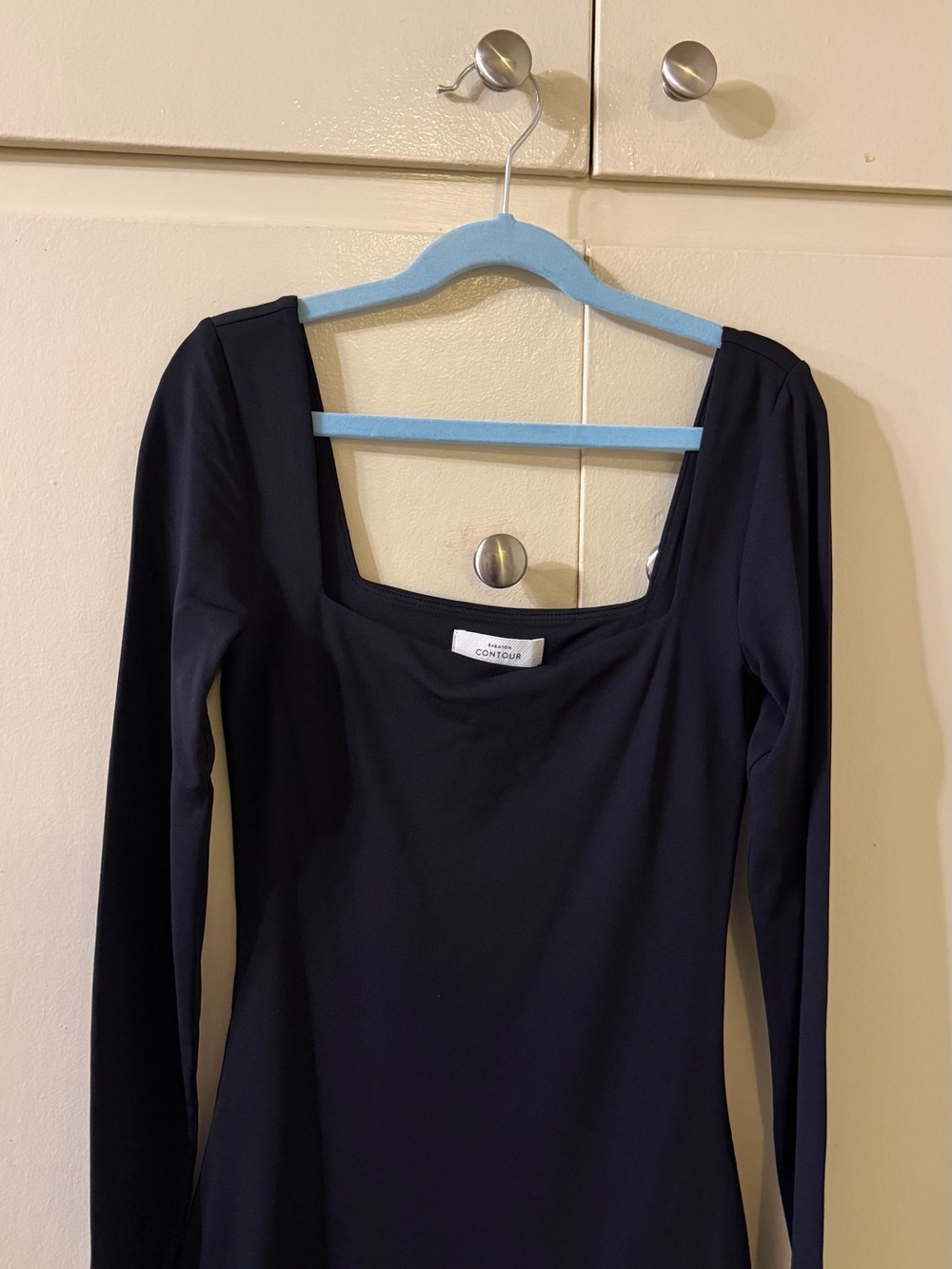 Aritzia Black Long Sleeve Square Neck Mini Dress